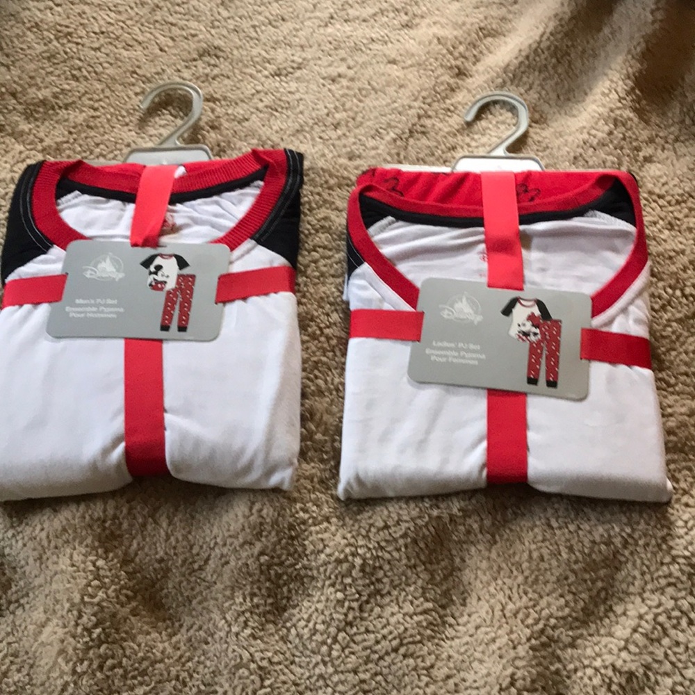 Matching Disney Minnie and Mickey pajamas